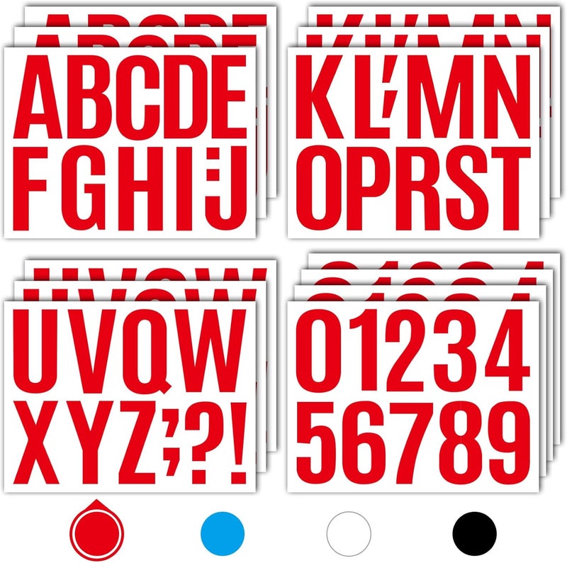 Seloom 13 Sheets Alphabet Stickers,4 Inch Large Vinyl Letter Number Stickers Self Adhesive,Waterproof Numbers Alphabet Letters Labels for DIY Crafts,Mailbox,Notebook,Door,Water Bottles,Car(Red) - Image 1